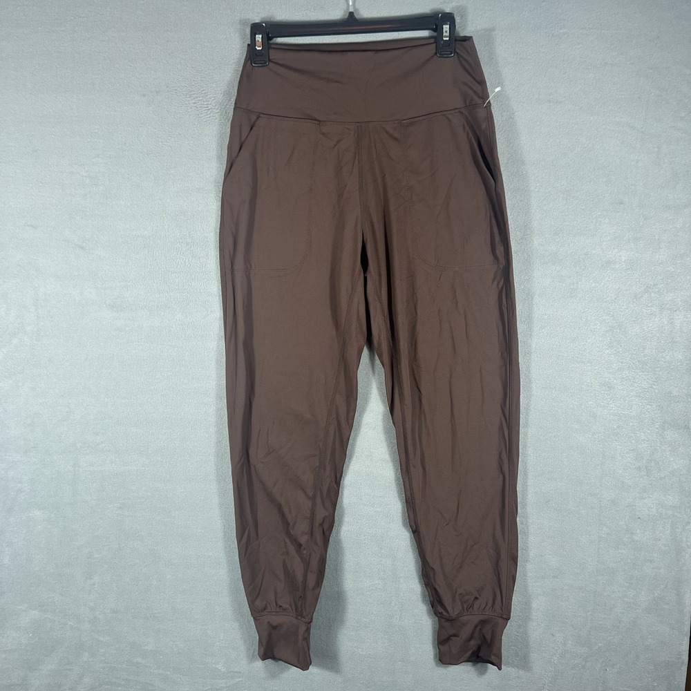 GRADUAL Women's M Brown Activewear Jogger Pants High Waist Pockets Elastic Waist